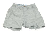 Světlemodro-bílé pruhované plátěné kraťasy H&M