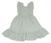 Bílo-světlemodré pruhované šaty s volánky C&A