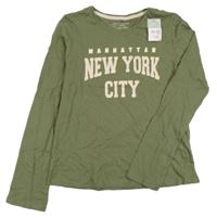 Nové - Khaki triko s nápisy Primark