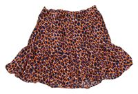Oranžovo-fialová lehká sukně s leopardím vzorem George