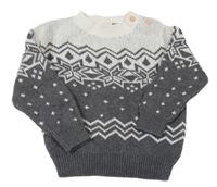 Bílo-šedý vzorovaný svetr H&M