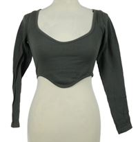 Dámské tmavošedé žebrované crop triko Zara 
