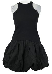 Dámské černé žebrované šaty s balonovou sukní H&M