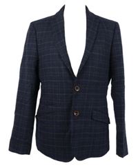 Pánské tmavomodré kostkované vlněné sako 6th Sense vel. 38R 