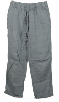 Dámské šedé lněné kalhoty Mango 