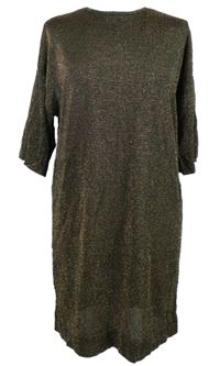 Dámské khaki-bronzové třpytivé pletené šaty Oliver Bonas 