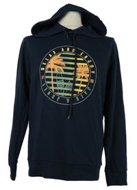 Pánská tmavomodrá mikina s potiskem a kapucí Jack&Jones 