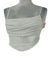 Nové - Dámský bílý crop top se síťovinou Shein