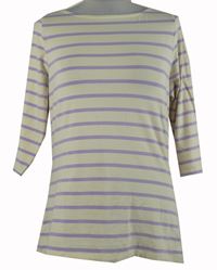 Dámské smetanovo-fialové pruhované triko 