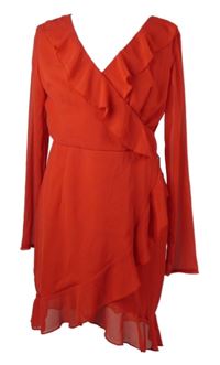 Nové - Dámské červené šaty s volánky PrettyLittle Thing