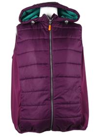 Dámská purpurová šusťáková sportovní zateplená vesta s kapucí 