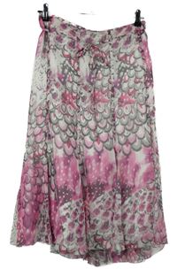 Dámská růžovo-šedá vzorovaná hedvábná midi sukně Gerry Weber 