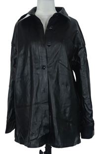 Dámská černá koženková košilová bunda Shein 