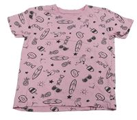 Růžové tričko s obrázky PRIMARK