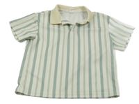 Bílo-khaki pruhované polo tričko Shein