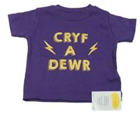 Nové - Tmavofialové tričko se zlatými nápisy 