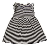 Černo-béžové pruhované žebrované šaty H&M