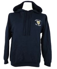 Pánská tmavomodrá mikina s nápisem a kapucí Uneek