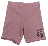 Starorůžové žebrované kraťasy s nápisy George