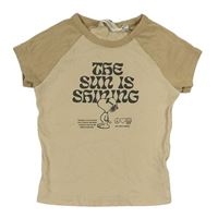Béžové žebrované crop tričko se Snoopym H&M