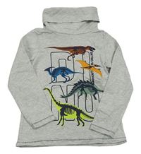 Světlešedý rolák s dinosaury 