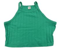 Zelený žebrovaný crop top Shein