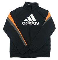 Černá propínací mikina s logem a pruhy Adidas 