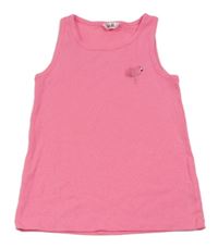 Neonově růžový žebrovaný top s plameňákem M&Co.