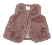 Starorůžová chlupatá podšitá vesta zn. Matalan