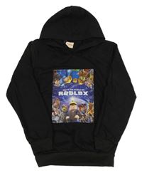 Černá mikina s potiskem Roblox a kapucí 
