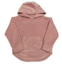 Růžová plyšová žebrovaná mikina s kapucí F&F