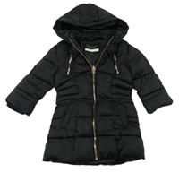 Černý šusťákový zimní kabát s kapucí River Island