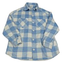 Světlemodro-bílá kosktovaná košilová bunda C&A