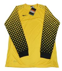 Nové - Žluto-černé sportovní triko s puntíkatými rukávy Nike