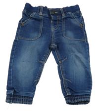 Tmavomodré teplákové cuff rifle s úpletovým pasem F&F