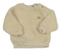 Vanilková huňatá mikina s nápisem Kiabi 