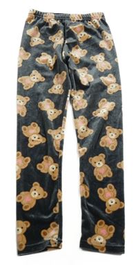 Antracitové sametové legíny s medvídky 