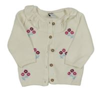 Smetanový propínací svetr s kytičkami Dopodopo