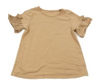 Béžové tričko s volánkovými rukávy George