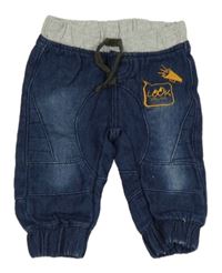 Tmavomodré teplákové cuff jogger rifle s nápisem Ergee