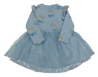 Světlemodré žebrované šaty s Elsou a tylovou sukní Primark