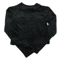 Černé plyšové crop triko s průstřihem H&M