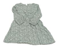 Bílo-zelenkavo-tmavomodré puntíkaté šaty Yigga