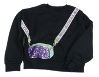 Černá mikina s ledvinkou s flitry Nutmeg