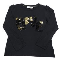 Černé triko s překlápěcími flitry Minoti