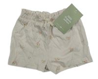 Nové - Smetanové bavlněné kraťasy s kytičkami H&M