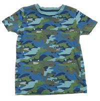 Khaki-modré army tričko s krokodýly Mothercare