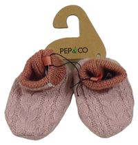 Nové - Růžovo-starorůžové pletené capáčky Pep&Co vel. 17
