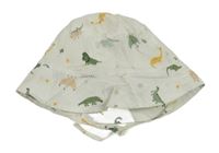 Bílý plátěný zavazovací klobouk s dinosaury H&M
