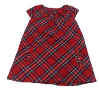 Červeno-tmavomodro-bílé kostkované šaty s mašlí H&M